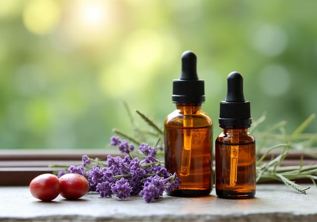 Colección de ingredientes botánicos frescos y aceites esenciales